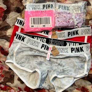4 pair VS pink boy short panties all new with tags